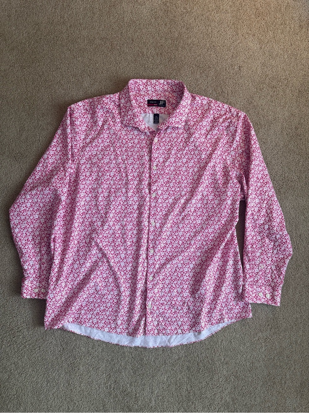 Men's Pink Floral Button-Up Shirt